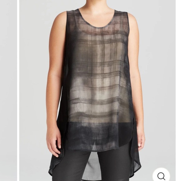 Eileen Fisher Silk Sheer High Low Tunic Blouse - Picture 1 of 8
